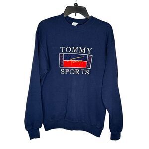 Tommy Sport 2000 Men Sweatshirt Fleece Pullover Crewneck Blue Medium Made in USA